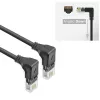 ACT melns 0,15 metru U/UTP CAT6A LSZH plānā kabeļa ielāps ar RJ45 savienotājiem 90° leņķī uz leju abos galos
