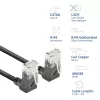 ACT melns 0,25 metri U/UTP CAT6A LSZH plānais savienotājkabelis ar RJ45 savienotājiem 90° leņķī uz augšu līdz 90° leņķī uz augšu