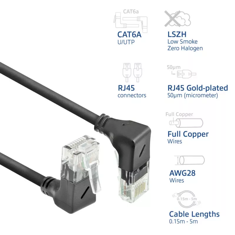 ACT DD7901 tīkla vads Melns 1 m Cat6a U/UTP (UTP)