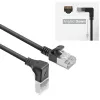 ACT Melns 3 m U/FTP CAT6A LSZH plāna plākstera vads ar RJ45 savienotājiem 90° leņķī uz taisno