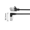 ACT Melns 3 m U/FTP CAT6A LSZH plāna plākstera vads ar RJ45 savienotājiem 90° leņķī uz taisno