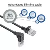 ACT Melns 3 m U/FTP CAT6A LSZH plāna plākstera vads ar RJ45 savienotājiem 90° leņķī uz taisno