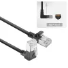 ACT Melns 0,15 m U/FTP CAT6A LSZH plānais komutācijas kabelis ar RJ45 savienotājiem 90° leņķī uz leju līdz 90° leņķī uz leju