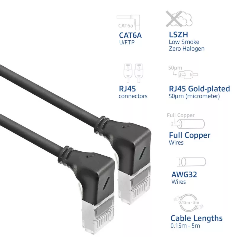 Tīkla kabelis ACT DA5901 Cat6a U/FTP (STP) melns 1 m RJ-45 uz RJ-45