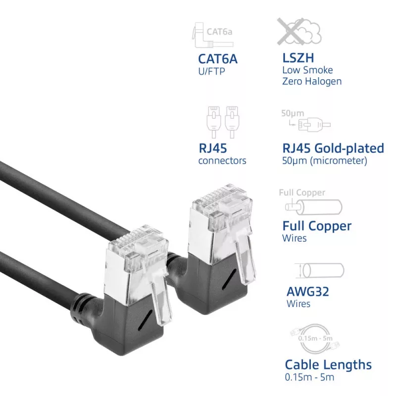 Tīkla kabelis ACT DA6903 Cat6a U/FTP (STP) RJ-45 uz RJ-45 Melns 3 m