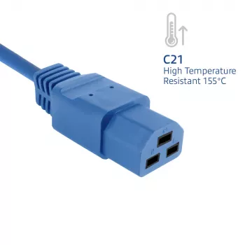 Strāvas kabelis ACT C20–C21 IEC60320 zils 3 m, 250V 16A