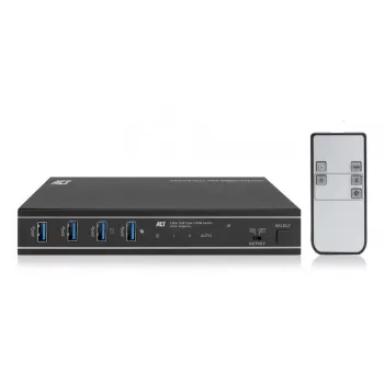 KVM slēdzis ACT 2-portu USB-C/HDMI 4K@60Hz AC7922 ar USB tastatūru/peli, HDMI video, 100W PD