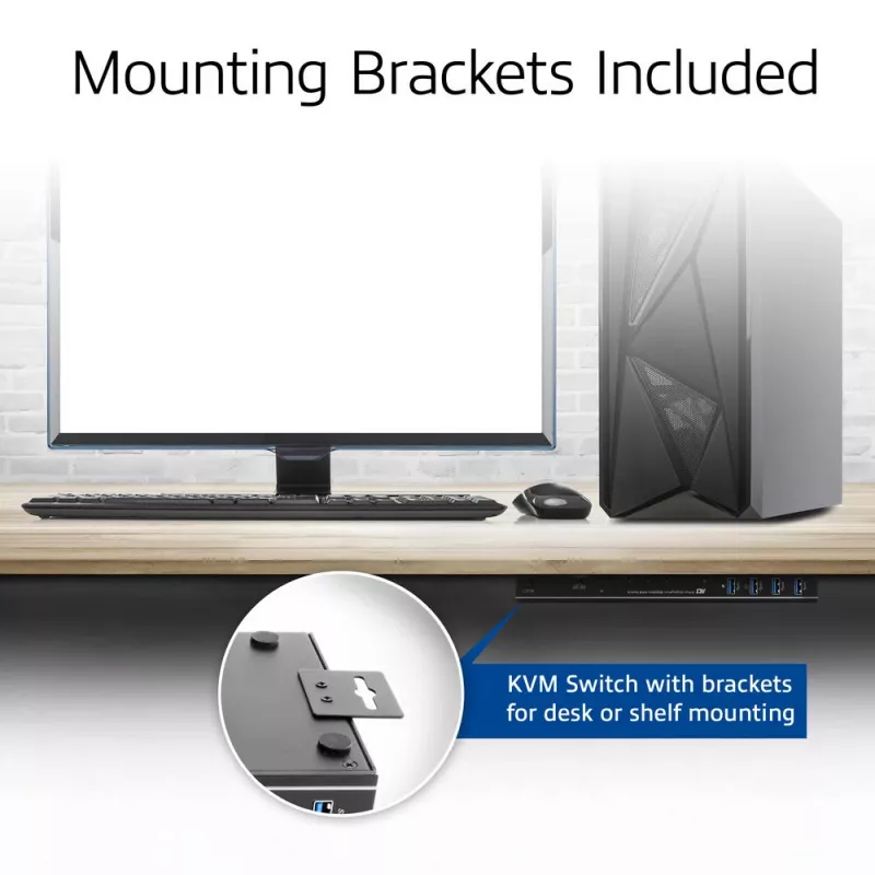 KVM slēdzis ACT 2-portu USB-C/HDMI 4K@60Hz AC7922 ar USB tastatūru/peli, HDMI video, 100W PD