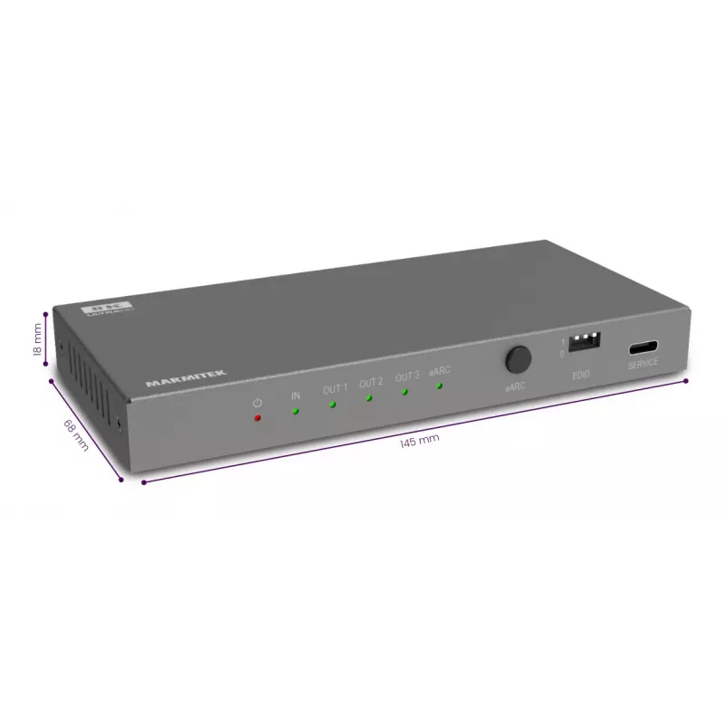 Video signāla pārveidotājs Marmitek 25008496 — HDMI ieeja uz HDMI/TOSLINK/3,5 mm izeju, līdz 7680×4320, 7.1 audio