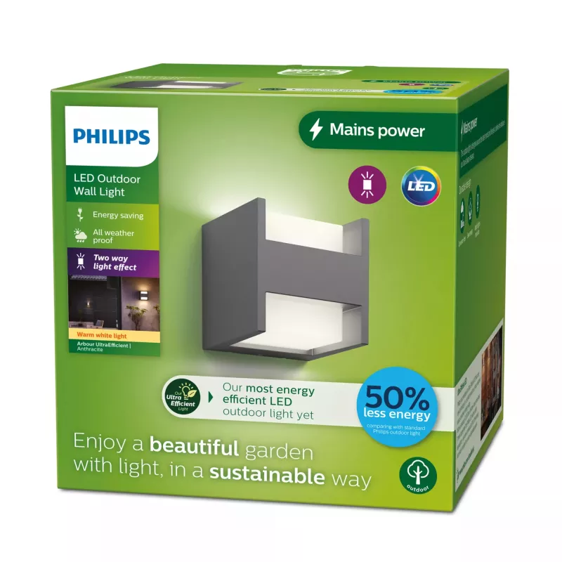 Āra sienas gaismeklis Signify Philips Arbour Wall Light 3.8 W LED antracīts