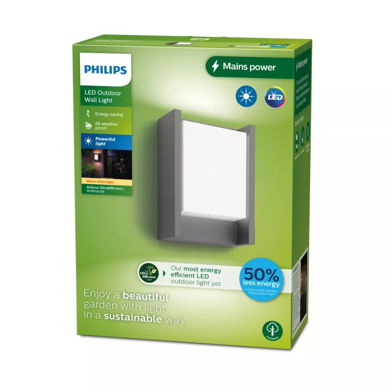 Āra sienas gaismeklis Signify Philips Arbour 3,8 W LED antracīts, 220–240 V, 1 spuldzei