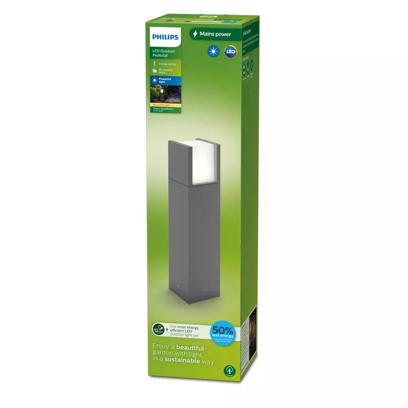 Āra staba/ceļa gaismeklis Philips Arbour 3,8 W LED antracīta, 220–240 V, metāla korpuss