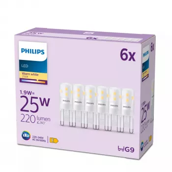 Philips Capsule 25 W G9 G9 x6, 1.9 W, 25 W, G9, 220 lm, 15000 h, silti balts