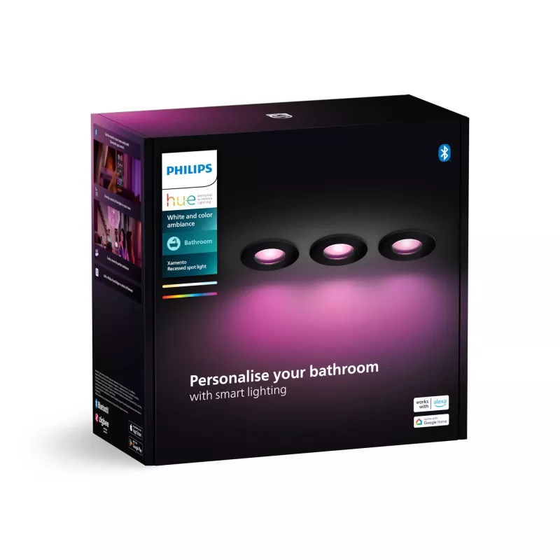Philips Hue balta and colour ambience trīs komplektā Xamento padziļinātie prožektori