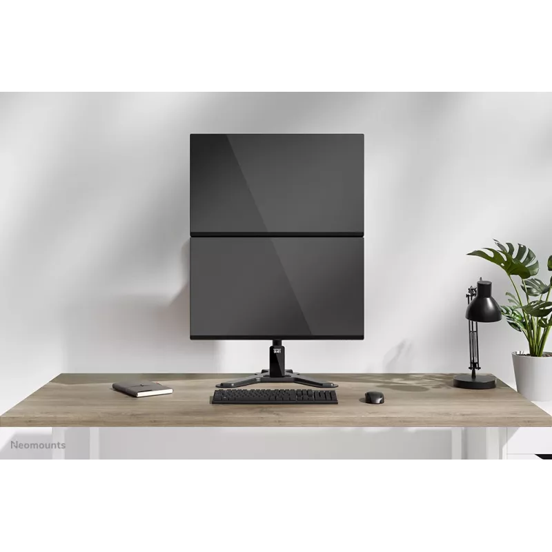 Neomounts dubultā monitora statīvs DS45-600BL2V 2 displejiem 10–32 collas, VESA 75x75–100x100, maks. slodze 9 kg, brīvi stāvošs, melns