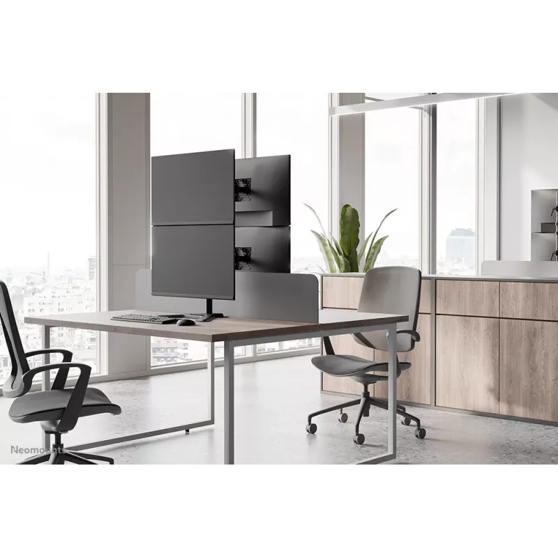 Neomounts dubultā monitora statīvs DS45-600BL2V 2 displejiem 10–32 collas, VESA 75x75–100x100, maks. slodze 9 kg, brīvi stāvošs, melns