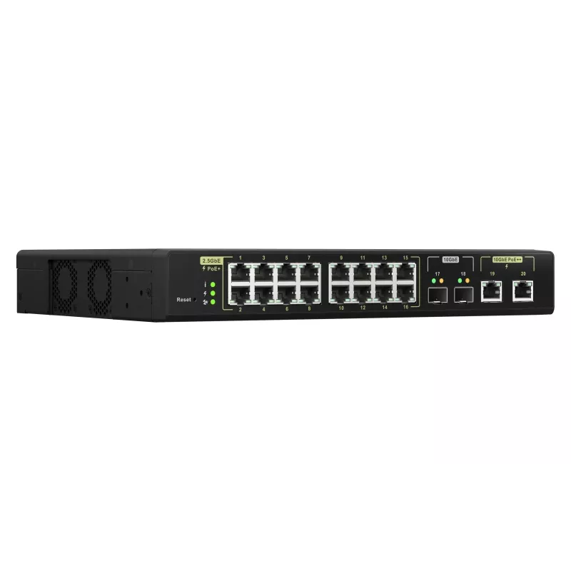 QNAP QSW-M2116P-2T2S tīkla komutators Pārvaldīts L2 2.5G Ethernet Barošana caur Ethernet (PoE) Melns