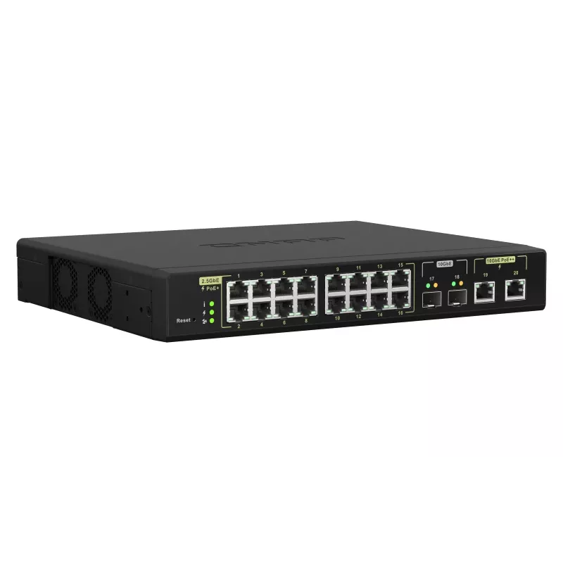 QNAP QSW-M2116P-2T2S tīkla komutators Pārvaldīts L2 2.5G Ethernet Barošana caur Ethernet (PoE) Melns