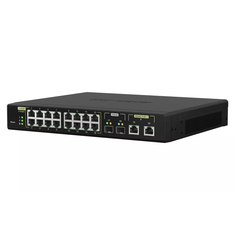 QNAP QSW-M2116P-2T2S tīkla komutators Pārvaldīts L2 2.5G Ethernet Barošana caur Ethernet (PoE) Melns