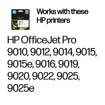HP 963XL lielas ietilpības fuksīna oriģinālā tintes kasetne, fuksīna, 1 gab., 1600 lappuses