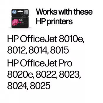 HP 912 fuksīna oriģinālā tintes kasetne, fuksīna, 1 gab., 315 lapas