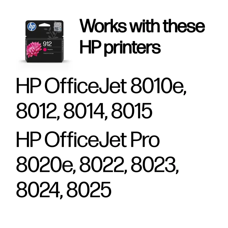 HP 912 fuksīna oriģinālā tintes kasetne, fuksīna, 1 gab., 315 lapas