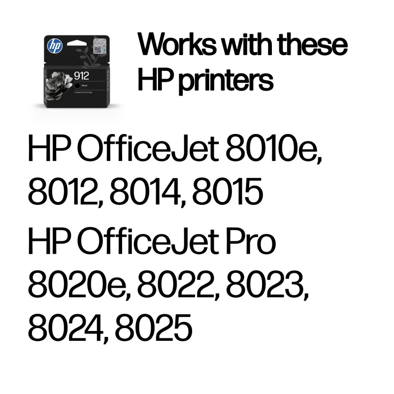 HP 912 Melns Oriģinālā Tintes Kārtridžs, Melns, 1 gab., 250 lapas