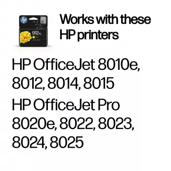 HP 912XL Augstas ietilpības Dzeltena Oriģināla Tintes kasetne, Dzeltena, 1 gab., 700 lapas