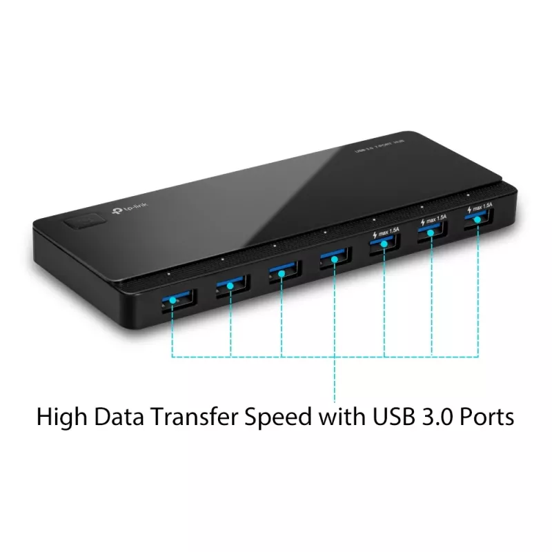 TP-Link UH700 interfeisa centrmezgls USB 3.2 Gen 1 (3.1 Gen 1) Micro-B 5000 Mbit/s Melns