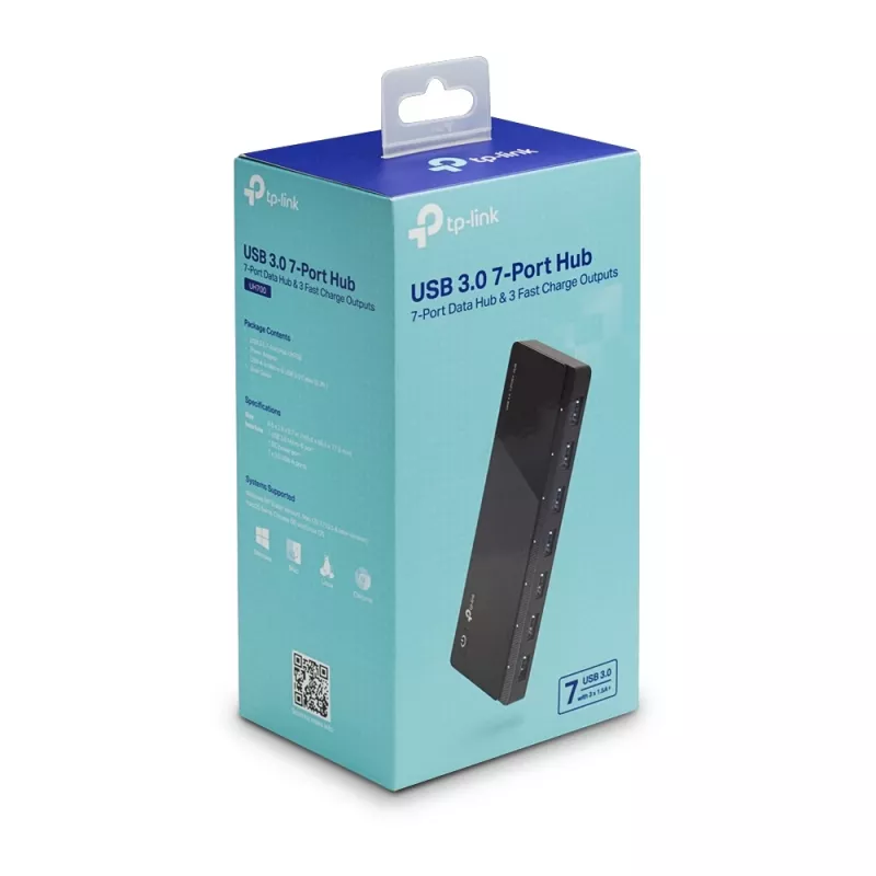 TP-Link UH700 interfeisa centrmezgls USB 3.2 Gen 1 (3.1 Gen 1) Micro-B 5000 Mbit/s Melns
