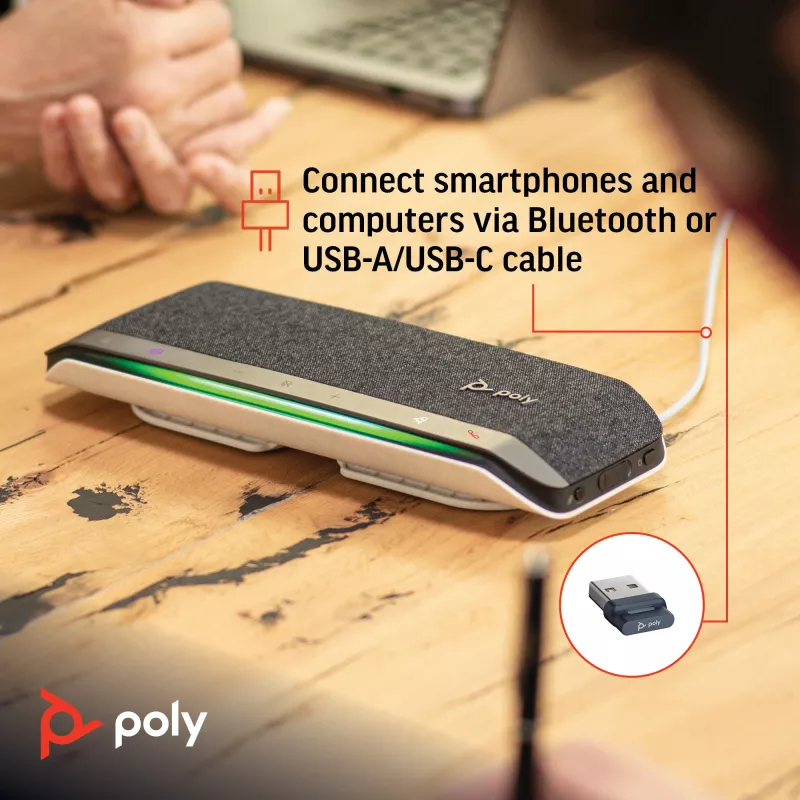 HP Poly Sync 40+ Microsoft Teams sertificēts USB-A USB-C skaļruņutālrunis +BT700 USB-A adapteris