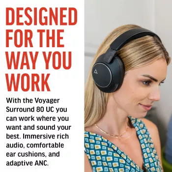 Austiņas POLY Voyager Surround 80 UC Wireless Bluetooth Music Everyday Melns