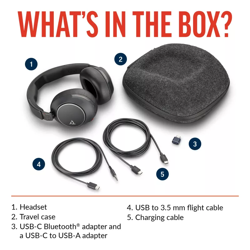Austiņas POLY Voyager Surround 80 UC Wireless Bluetooth Music Everyday Melns
