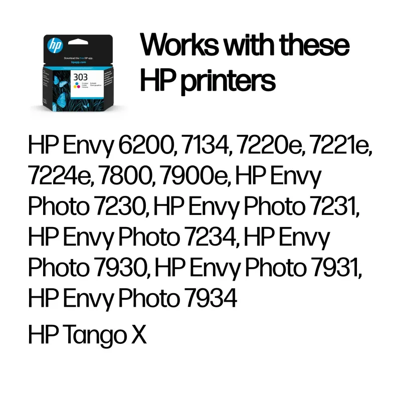 HP 303 Trīskrāsu Oriģinālā Tintes Kārtridža, Ciāna, fuksīna, Dzeltena, 1 gab., 165 lapas