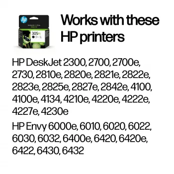 HP 305XL augstas ražības melna oriģinālā tintes kasetne, melna, 1 gab., 240 lappuses