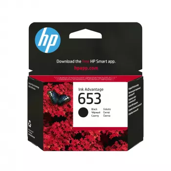 HP 653 melns oriģinālā Ink Advantage kasetne, melna, 1 gab., 360 lappuses