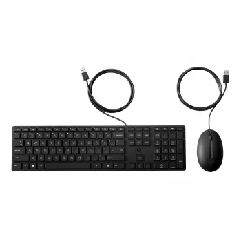 Vadu galda tastatūras un peles komplekts HP 320MK — USB, pilnizmēra tastatūra, melna, kabelis 1,8 m