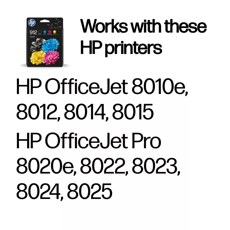 HP 912 4 iepakojums Melns/Zilgans/fuksīna/Dzeltens Oriģinālās Tintes Kasetnes