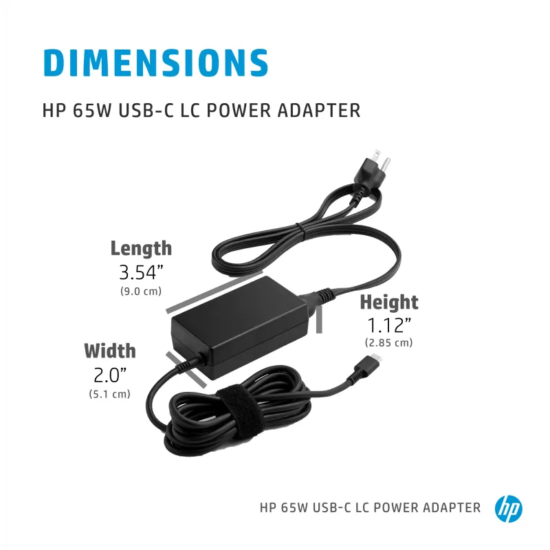 HP 65W USB-C LC strāvas adapteris portatīvajam datoram iekštelpām 65W melns