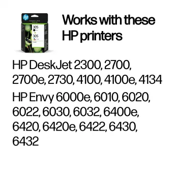Tintes kasetne HP 305 2 iepakojumā standarta ietilpība melna trīskrāsu