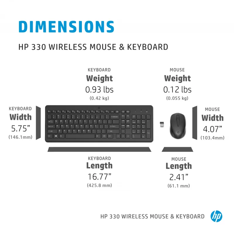 HP 330 bezvadu pele un tastatūras komplekts