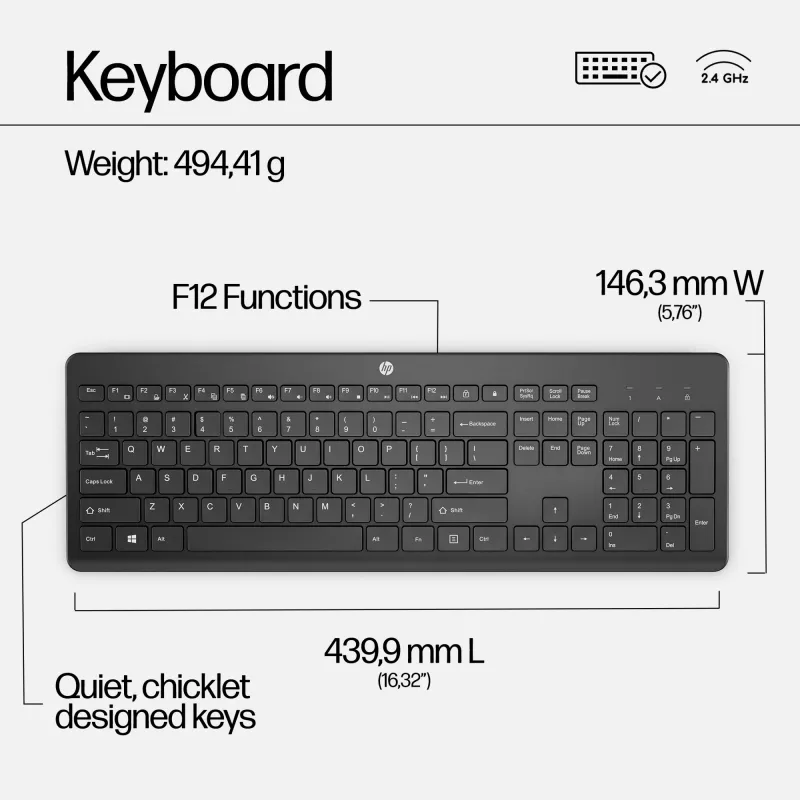 HP 230 bezvadu pele un tastatūras komplekts