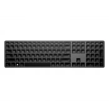 Bezvadu pilna izmēra tastatūra HP 975 — RF Wireless + Bluetooth, melna, 100% izkārtojums