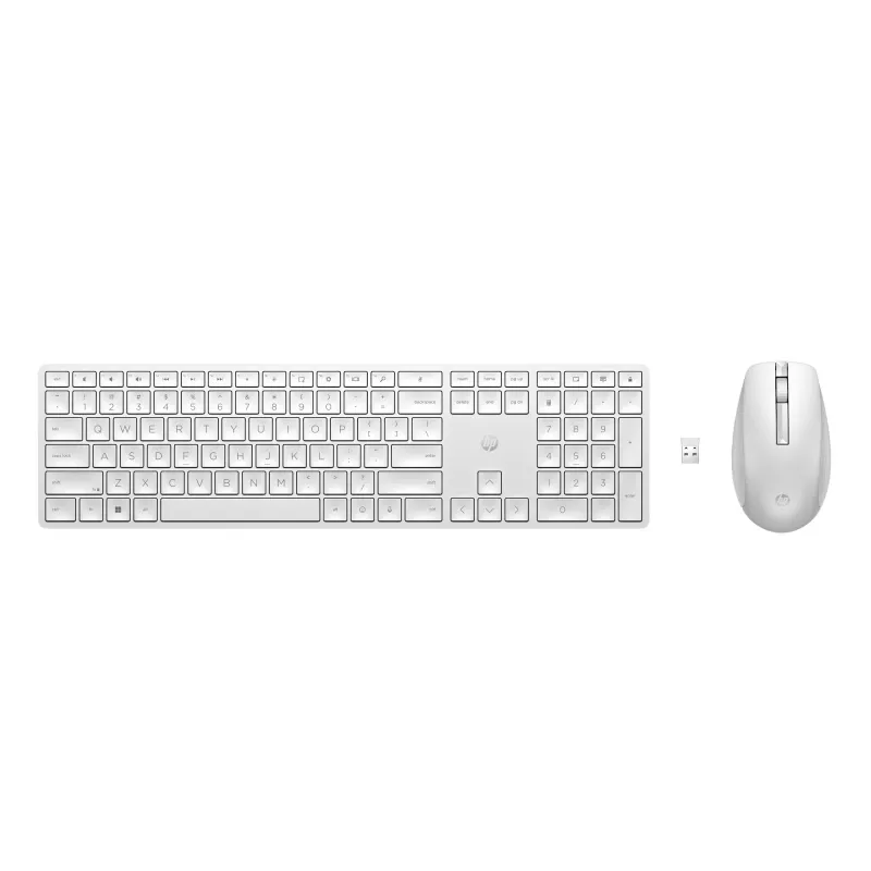 HP 650 bezvadu tastatūras un peles komplekts, pilna izmēra, membrānas, balts