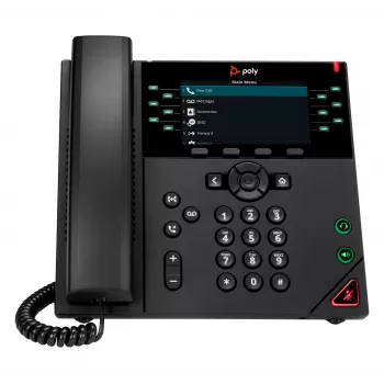 HP Poly VVX 450 12-Line IP Phone and PoE-enabled, IP Phone, Melns, Wired handset, 12 lines, LCD, 10.9 cm (4.3 inch)