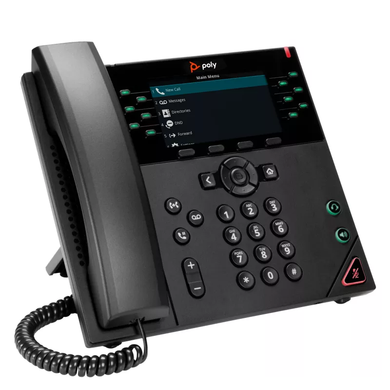 HP Poly VVX 450 12-Line IP Phone and PoE-enabled, IP Phone, Melns, Wired handset, 12 lines, LCD, 10.9 cm (4.3 inch)