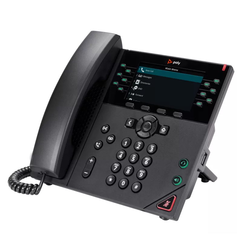 HP Poly VVX 450 12-Line IP Phone and PoE-enabled, IP Phone, Melns, Wired handset, 12 lines, LCD, 10.9 cm (4.3 inch)