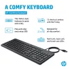 HP 150 vadu tastatūra, pilna izmēra, USB, melna, 1 m kabelis