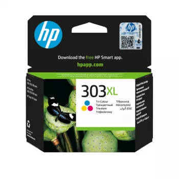 HP 303XL augstas ražības trīskrāsu oriģinālā tintes kasetne, ciāna, fuksīna, dzeltena, 1 gab., 415 lappuses