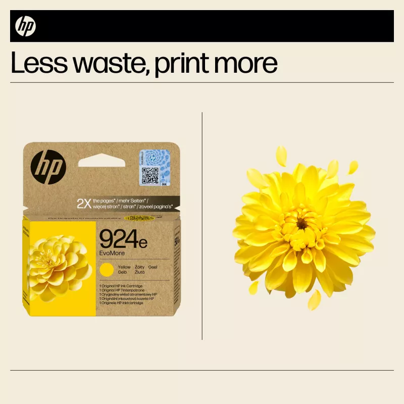 HP 924e EvoMore dzeltena Oriģināls tintes kasetne, dzeltena, 1 gab., 800 lapas